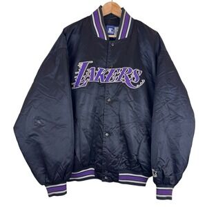 Vintage Starter NBA Los Angeles Lakers Men's Black Satin Jacket Size XL *SEE‎